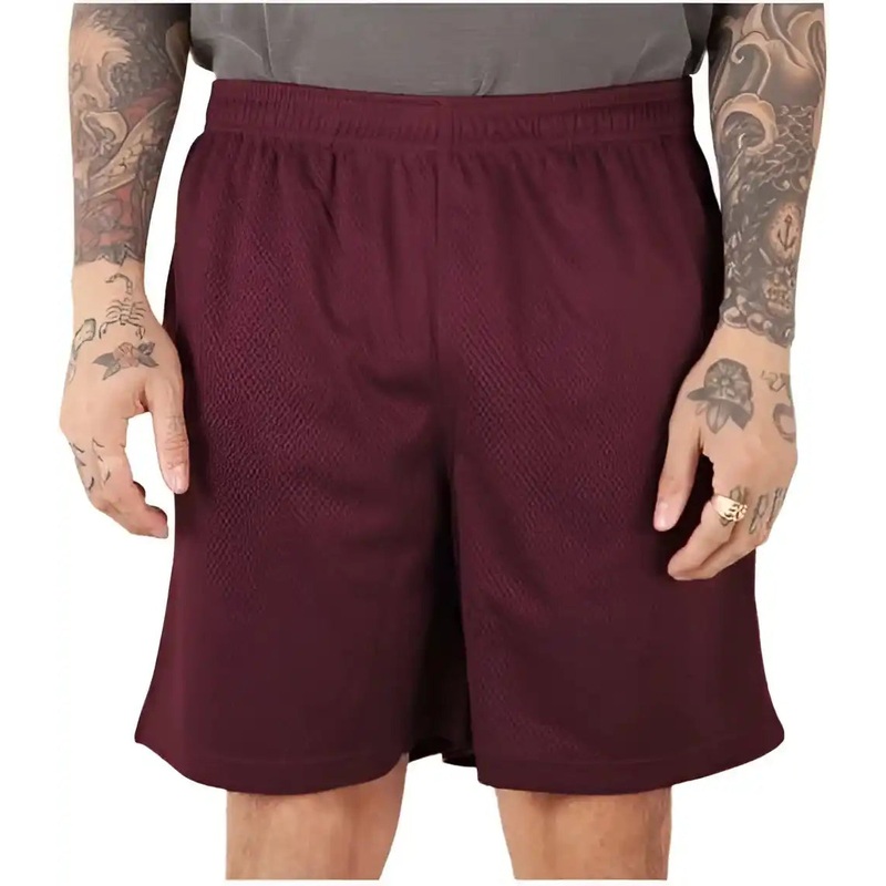 Shaka Wear SHMPS Men’s Mesh PE Gym Shorts – Burgundy