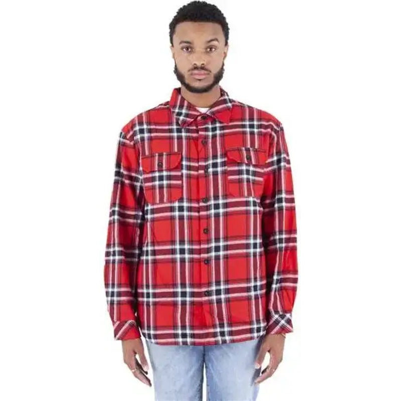 Shaka Wear SHPFJ Men’s Plaid Flannel Jacket – Red