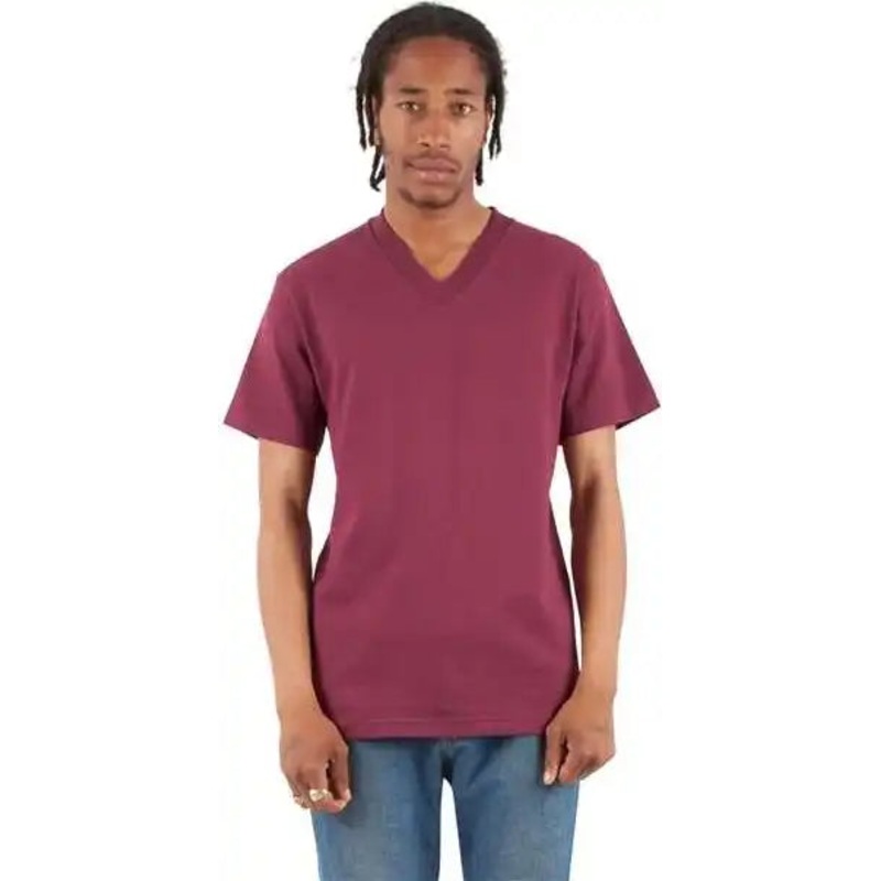 Shaka Wear SHVEE Unisex V-Neck T-Shirt – Burgundy