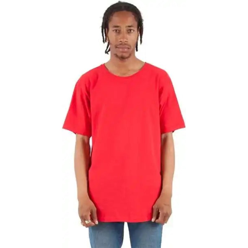 Shaka Wear SHCLT Unisex Curved Hem Long T-Shirt – Red