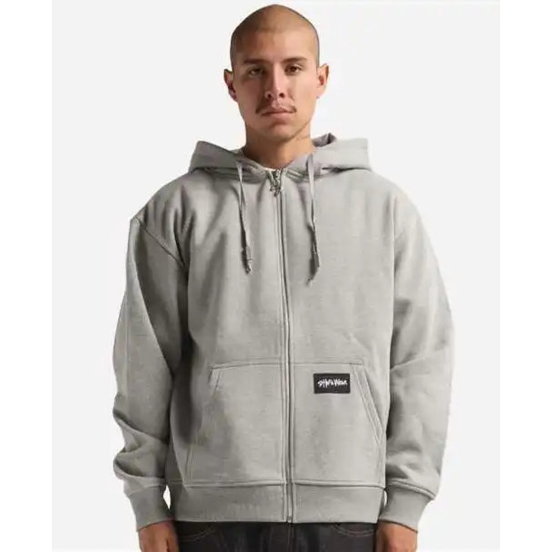 Shaka Wear SHEHZ Men’s Essential Super Heavyweight Full-Zip Hooded Sweatshirt – Heather Gray