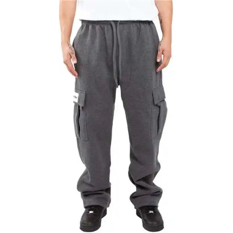 Shaka Wear SHFCP Men’s Fleece Cargo Pocket Sweatpants – Charcoal Gray