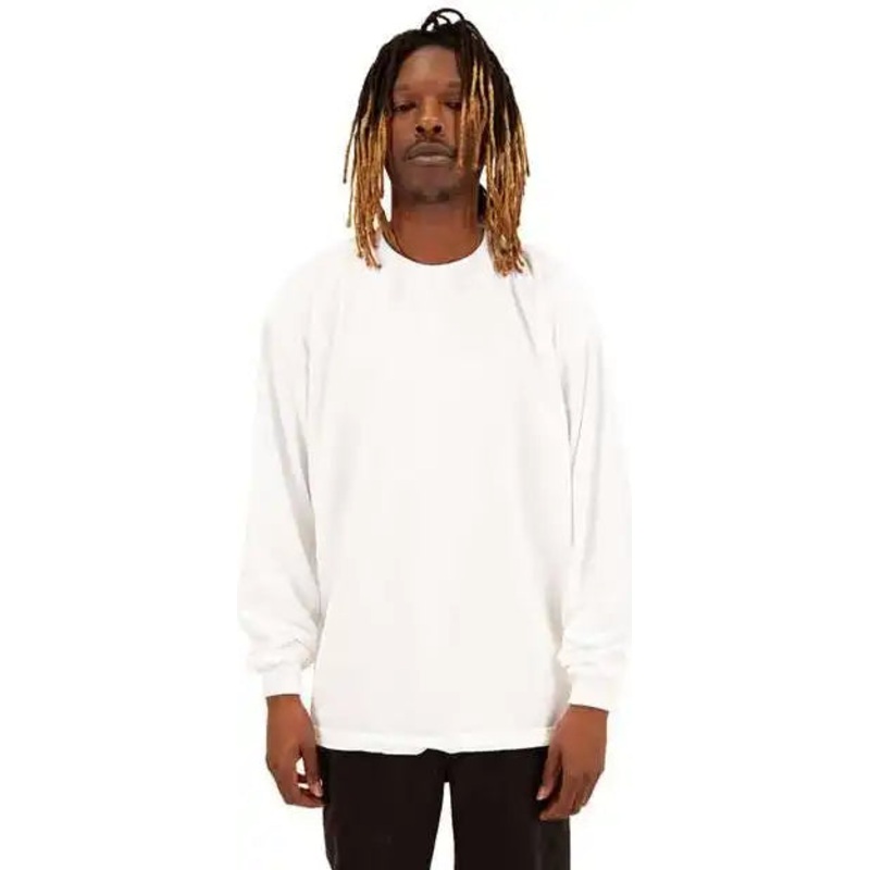 Shaka Wear SHGDLS Men’s Garment-Dyed Long Sleeve T-Shirt – White