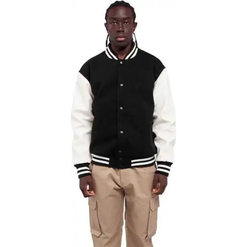 Shaka Wear SHLLJ Men’s Letterman Jacket – Black/ White