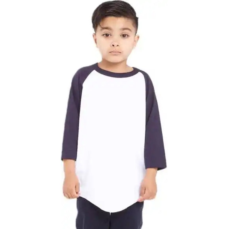 Shaka Wear SHRAGY Youth Three-Quarter Sleeve Raglan – White/ Navy