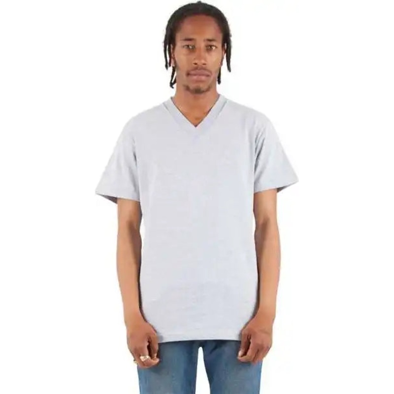 Shaka Wear SHVEE Unisex V-Neck T-Shirt – Heather Gray