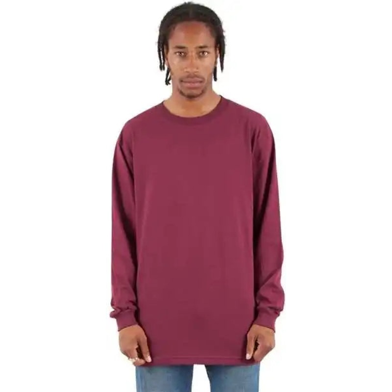 Shaka Wear SHALS Unisex Active Long Sleeve T-Shirt – Burgundy