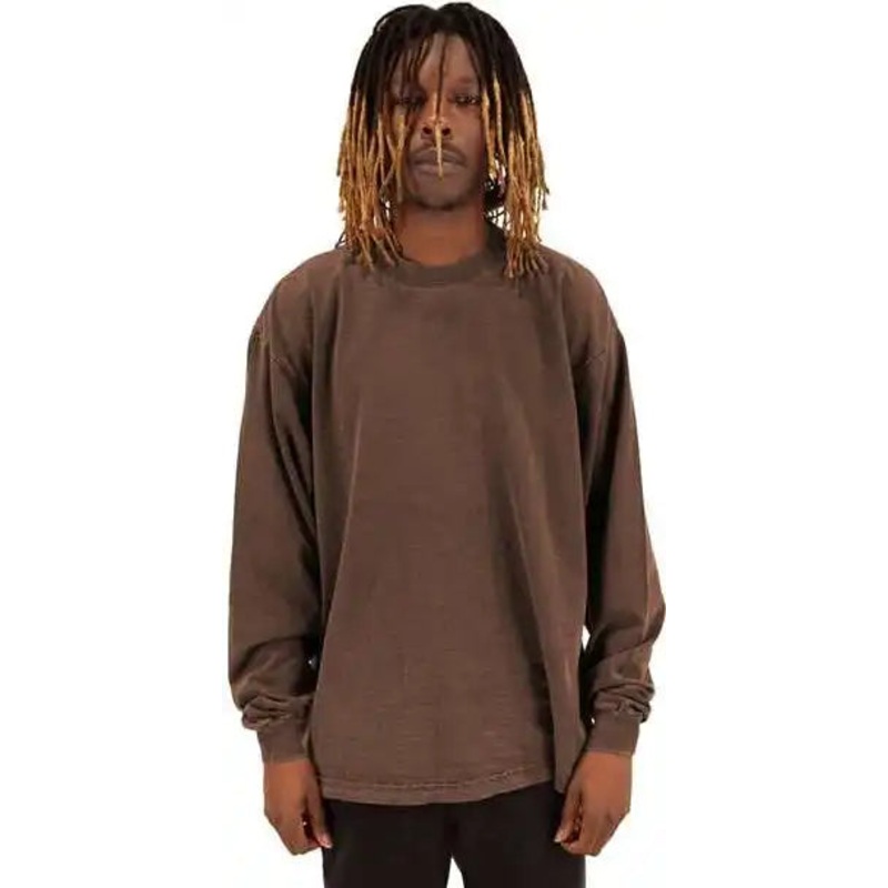 Shaka Wear SHGDLS Men’s Garment-Dyed Long Sleeve T-Shirt – Mocha