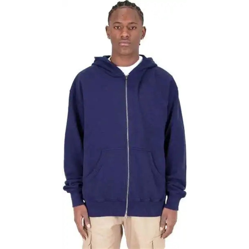 Shaka Wear SHGDZ Men’s Garment-Dyed Double-Zip Hooded Sweatshirt – Navy