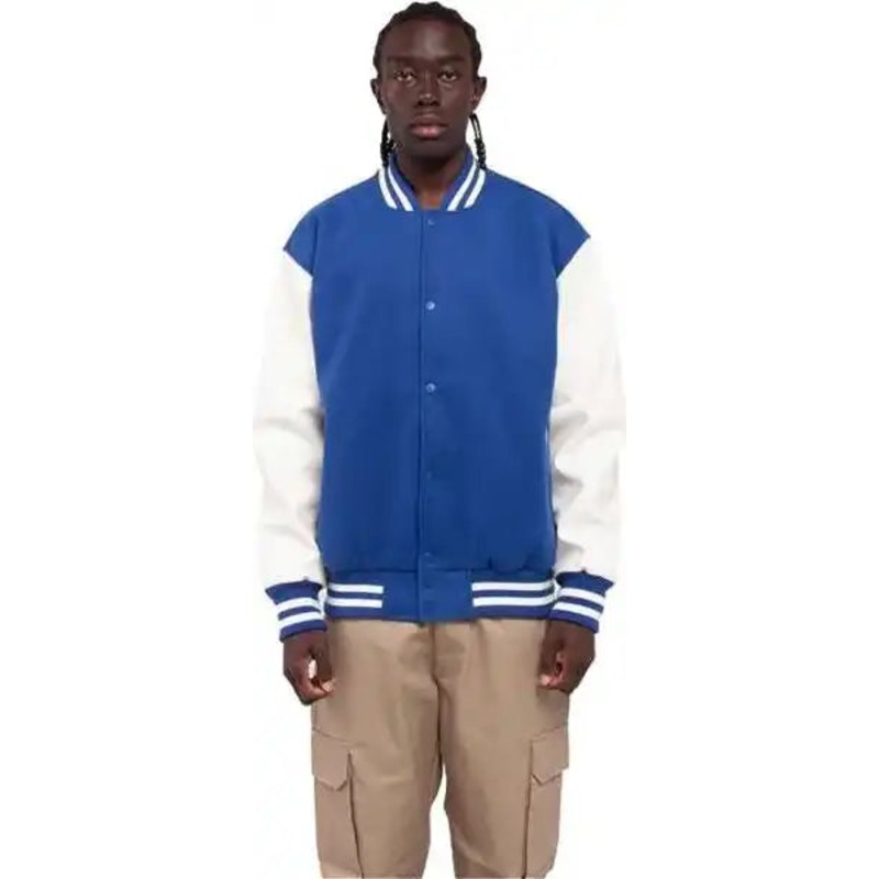 Shaka Wear SHLLJ Men’s Letterman Jacket – Royal/ White