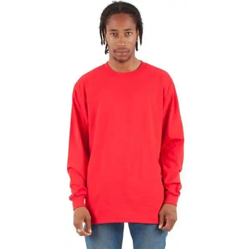 Shaka Wear SHMHLST Men’s Tall Max Heavyweight Long Sleeve T-Shirt – Red