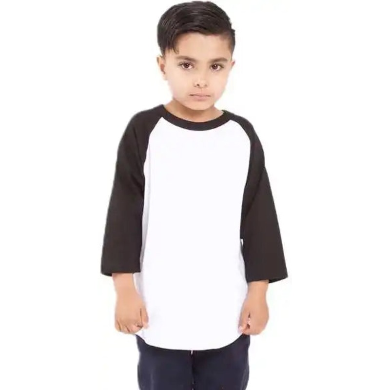 Shaka Wear SHRAGY Youth Three-Quarter Sleeve Raglan – White/ Black