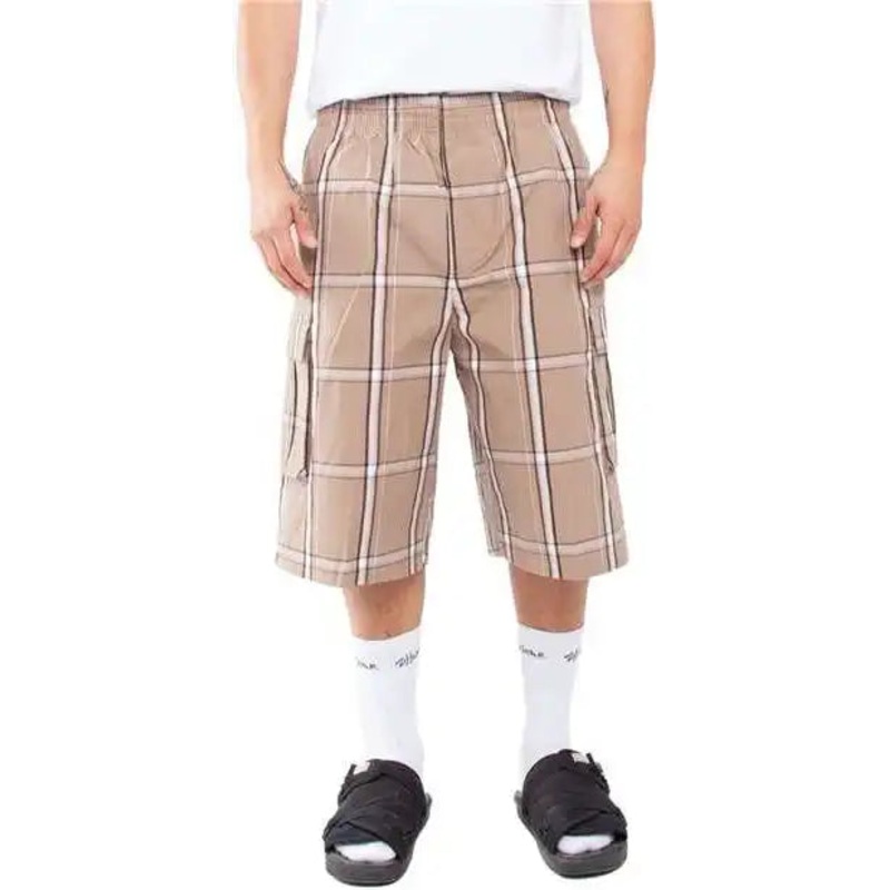 Shaka Wear SHSP Men’s Plaid Shorts – Khaki