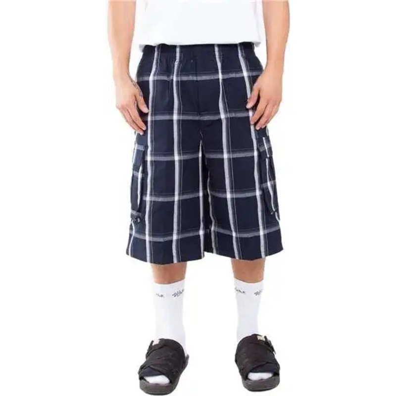 Shaka Wear SHSP Men’s Plaid Shorts – Navy