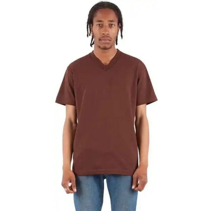 Shaka Wear SHVEE Unisex V-Neck T-Shirt – Brown