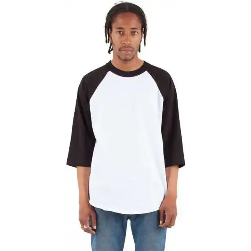 Shaka Wear SHRAG Unisex Three-Quarter Sleeve Raglan T-Shirt – White/ Black