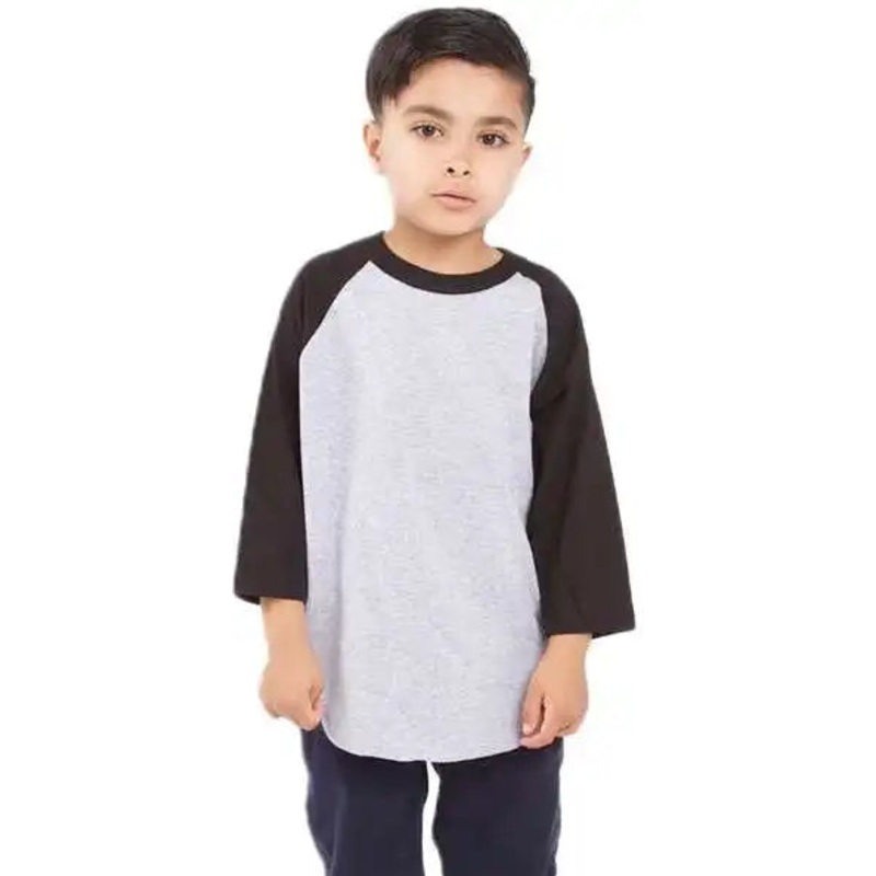 Shaka Wear SHRAGY Youth Three-Quarter Sleeve Raglan – Heather Gray/ Black