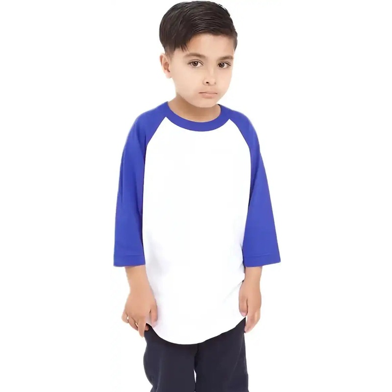 Shaka Wear SHRAGY Youth Three-Quarter Sleeve Raglan – White/ Royal