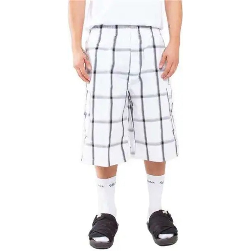 Shaka Wear SHSP Men’s Plaid Shorts – White