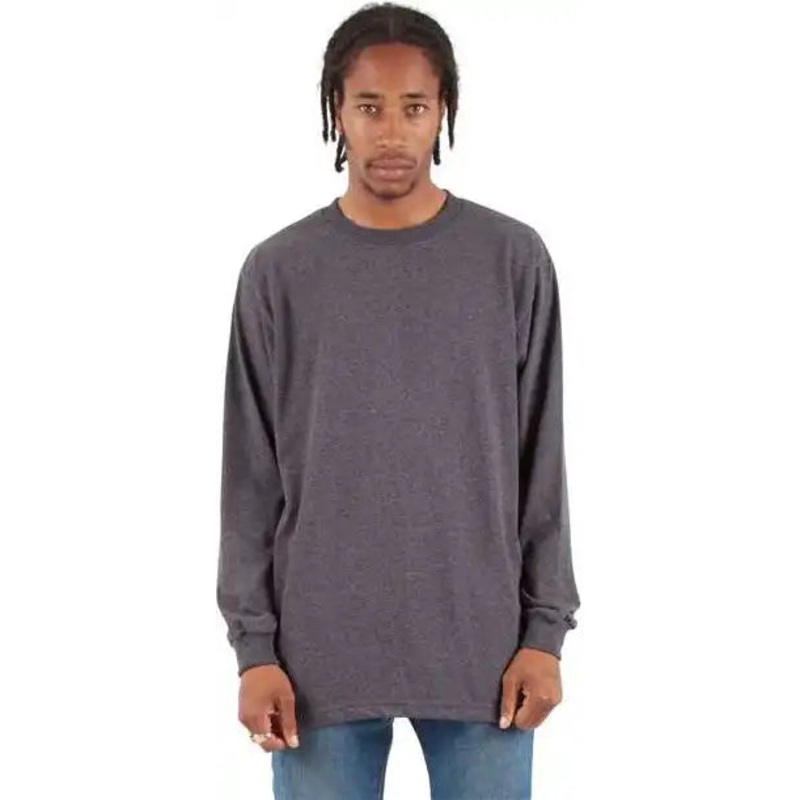 Shaka Wear SHALS Unisex Active Long Sleeve T-Shirt – Charcoal Gray Heather