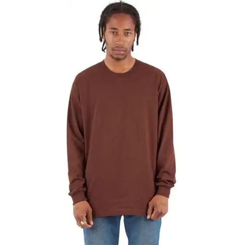 Shaka Wear SHMHLS Men’s Max Heavyweight Long Sleeve T-Shirt – Brown