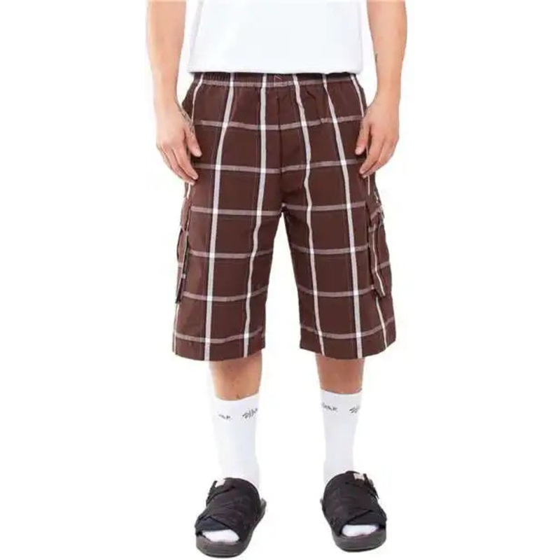 Shaka Wear SHSP Men’s Plaid Shorts – Brown