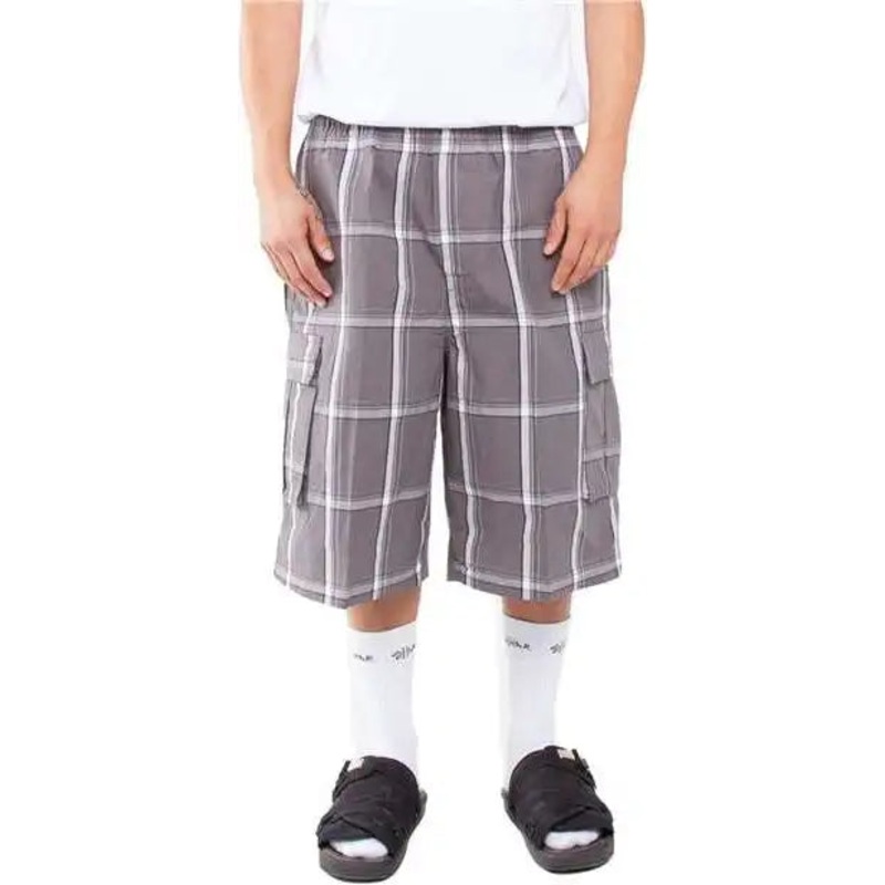 Shaka Wear SHSP Men’s Plaid Shorts – Dark Gray