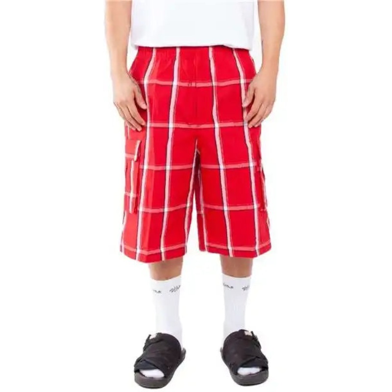 Shaka Wear SHSP Men’s Plaid Shorts – Red