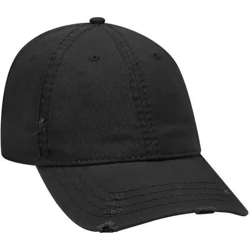 OTTO 104-1018 Distressed Superior Garment Washed Cotton Twill Low Profile Pro Style Cap – Black