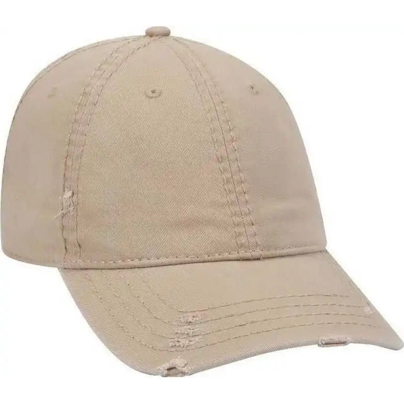 OTTO 104-1018 Distressed Superior Garment Washed Cotton Twill Low Profile Pro Style Cap – Khaki