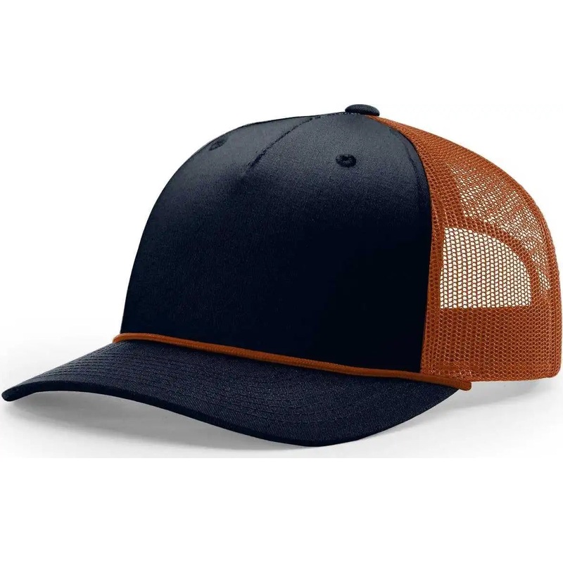 Richardson 112FPR Rope Trucker Caps – Navy Dark Orange Dark Orange
