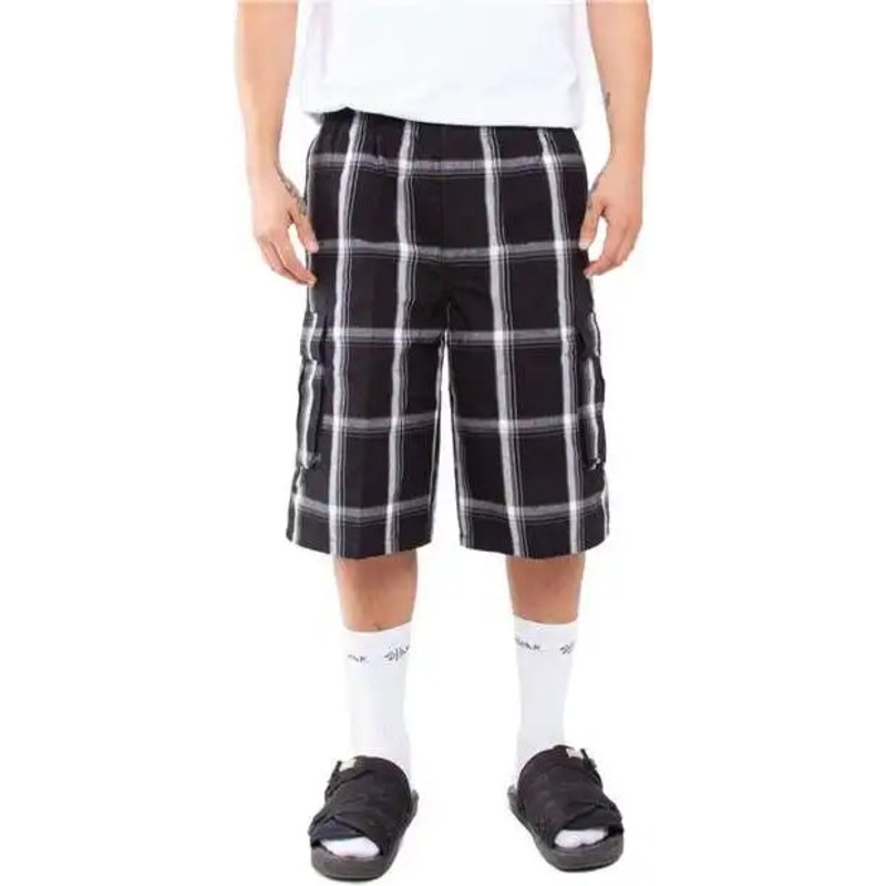 Shaka Wear SHSP Men’s Plaid Shorts – Black