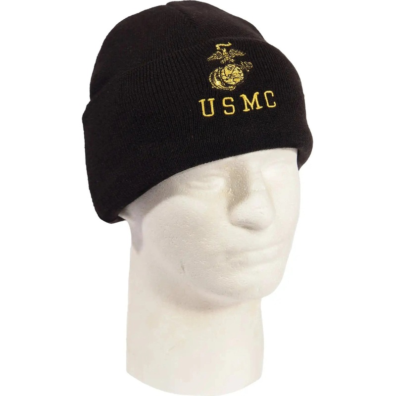 Rothco Embroidered USMC Watch Cap with Gold Eagle, Globe, & Anchor Insignia