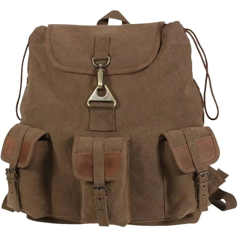 Rothco Vintage Canvas Wayfarer Backpack With Leather Accents
