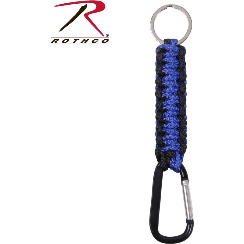 Rothco Thin Blue Line Paracord Keychain With Carabiner