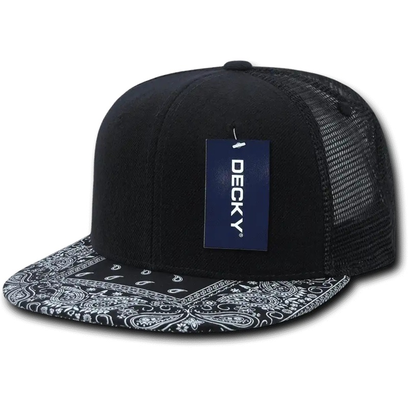 Decky 1083 Bandanna Trucker Cap – Black