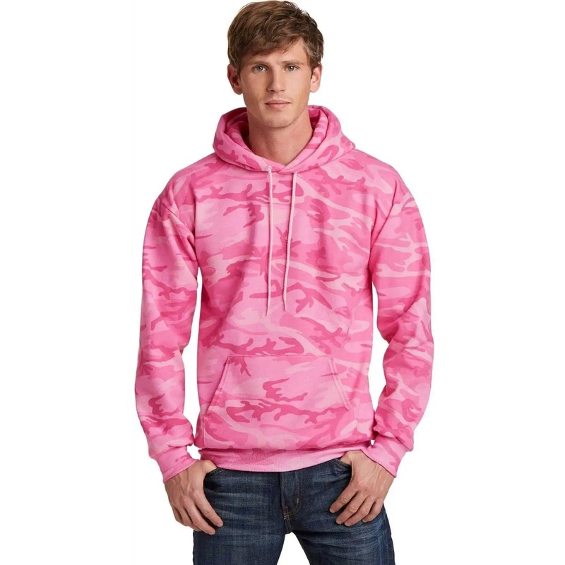 Port & Company PC78HC Core Fleece Camo Pullover Hooded Sweatshirt – Pink Camo