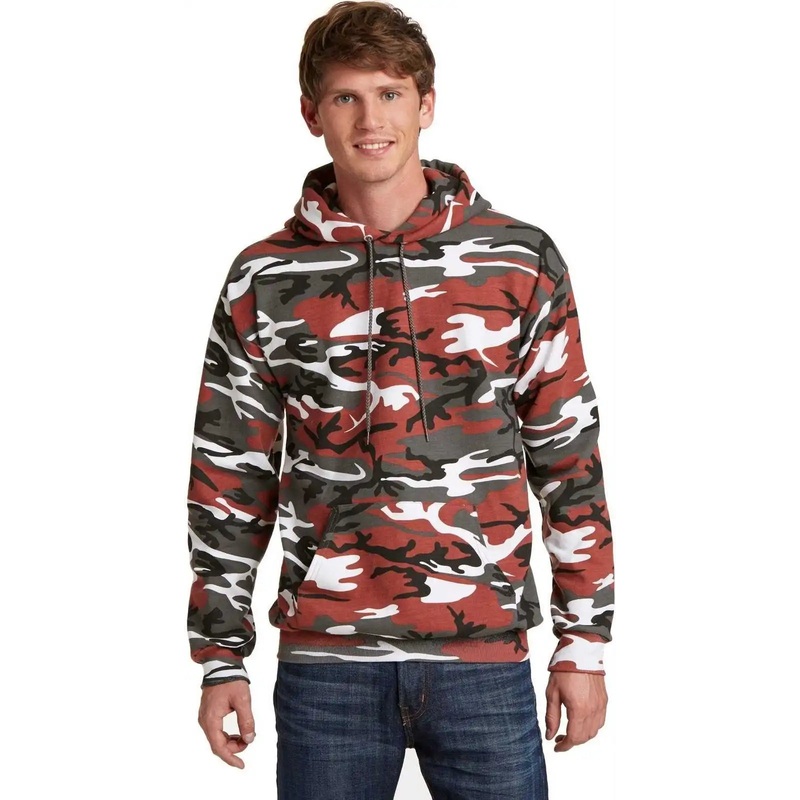 Port & Company PC78HC Core Fleece Camo Pullover Hooded Sweatshirt – Red Camo