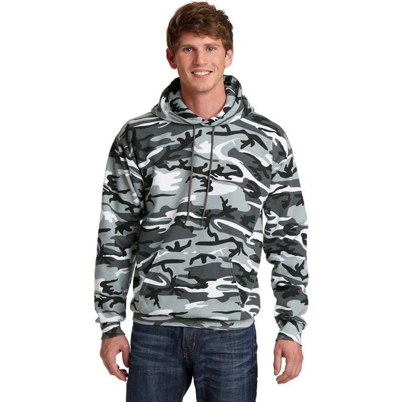 Port & Company PC78HC Core Fleece Camo Pullover Hooded Sweatshirt – Winter Camo