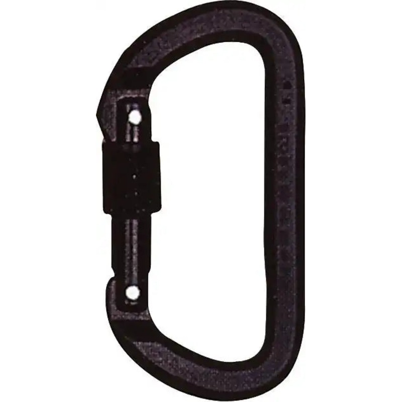 Locking D Carabiner|Black|Silver