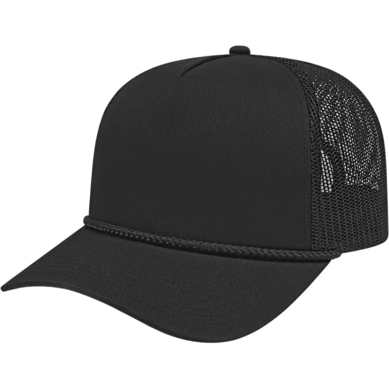 Cap America i5011 Value Rope Trucker Mesh Back Cap – Black
