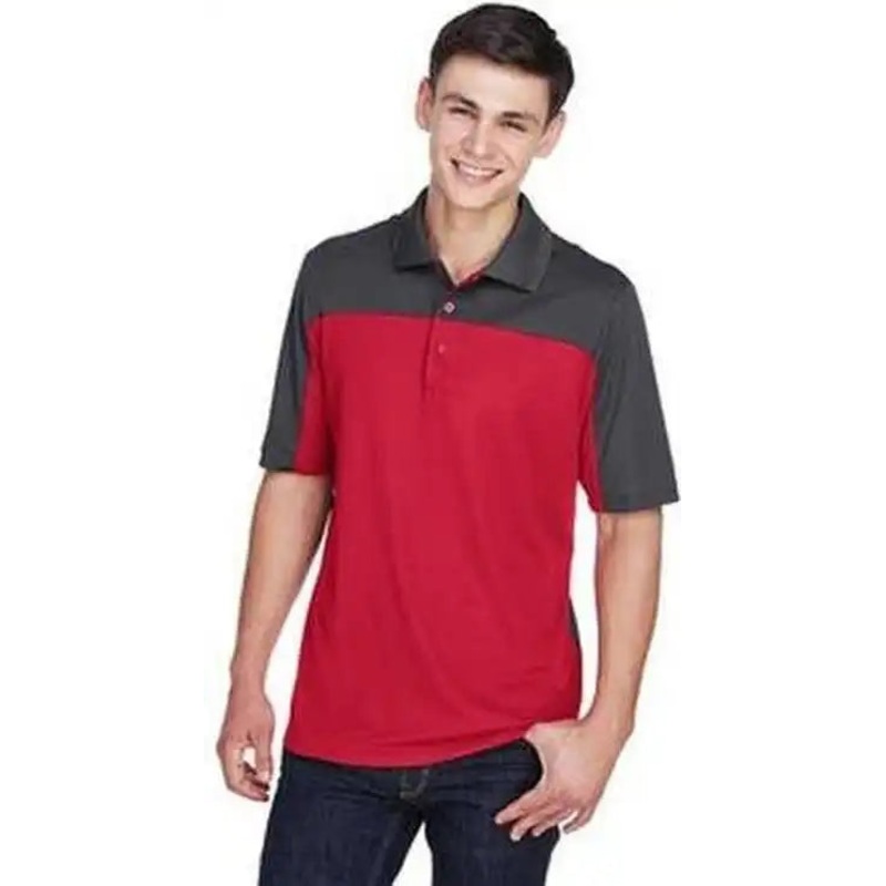 CORE365 CE101 Men’s Balance Colorblock Performance Pique Polo – Red Carbon