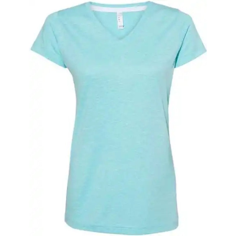 Lat 3591 Women’s Harborside Melange V-Neck T-Shirt – Caribbean Melange