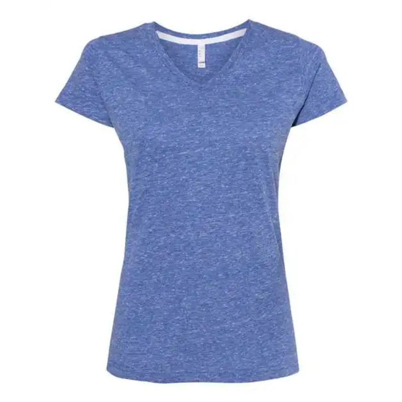 Lat 3591 Women’s Harborside Melange V-Neck T-Shirt – Royal Melange