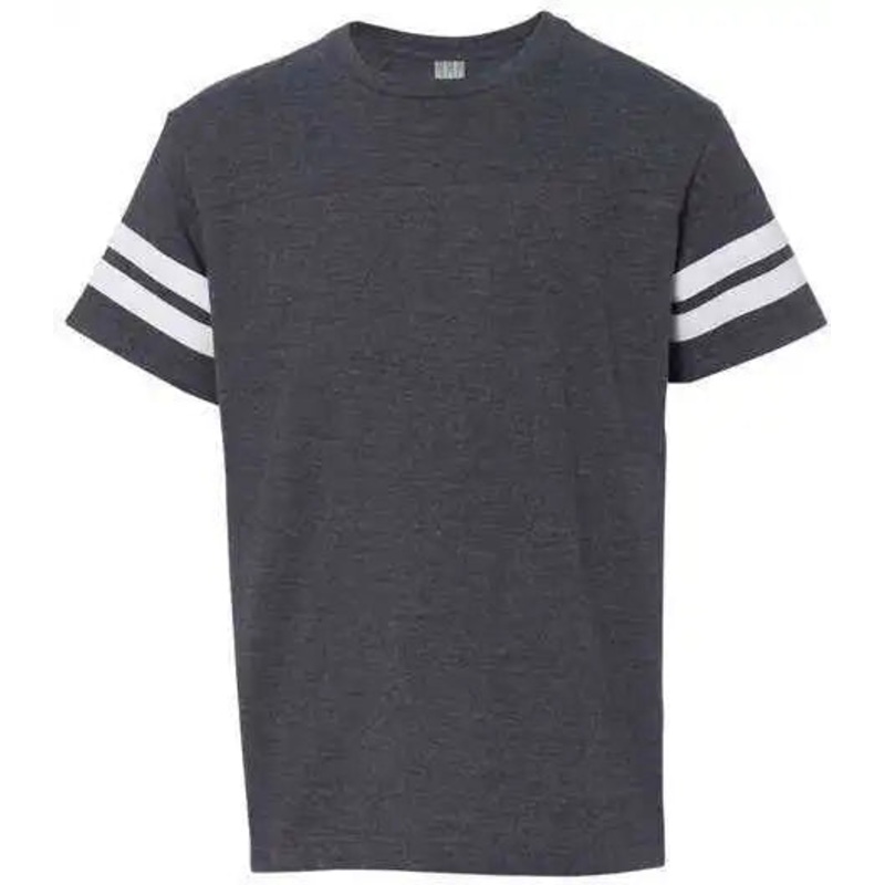 Lat 6137 Youth Football Fine Jersey Tee – Vintage Navy White