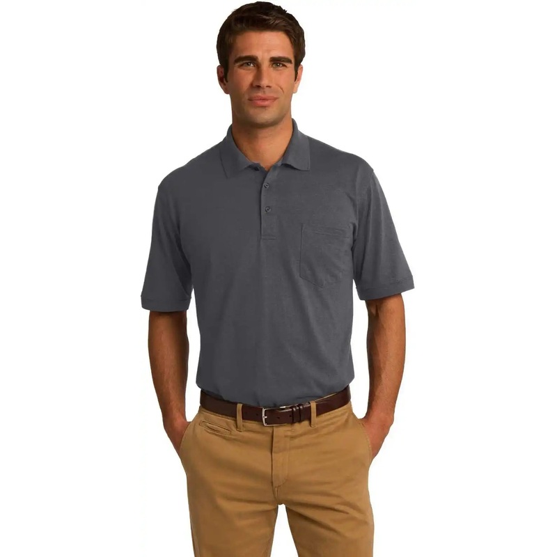Port & Company KP55P Core Blend Jersey Knit Pocket Polo – Charcoal