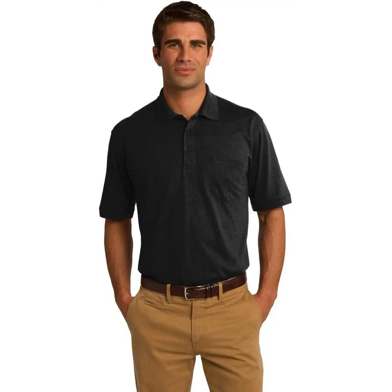 Port & Company KP55P Core Blend Jersey Knit Pocket Polo – Jet Black
