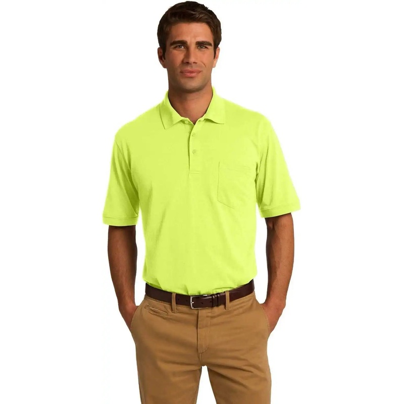 Port & Company KP55P Core Blend Jersey Knit Pocket Polo – Safety Green
