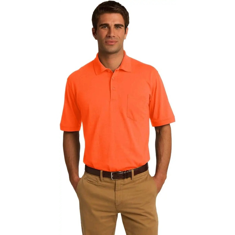 Port & Company KP55P Core Blend Jersey Knit Pocket Polo – Safety Orange