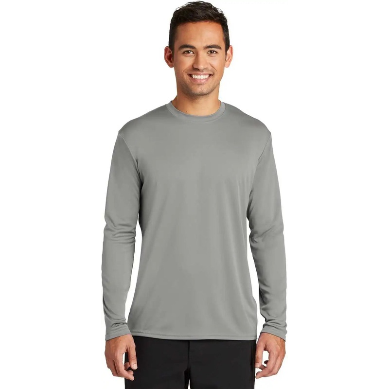 Port & Company PC380LS Long Sleeve Performance Tee – Gray Concrete